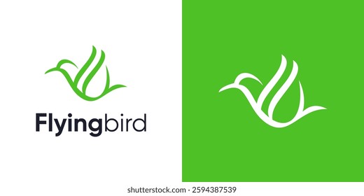 Bird logo icon design, Simple modern monoline flying bird, Hummingbird with flying style, Bird logo with line art outline style, Minimalist concept icon symbol bird vector design template inspiration.