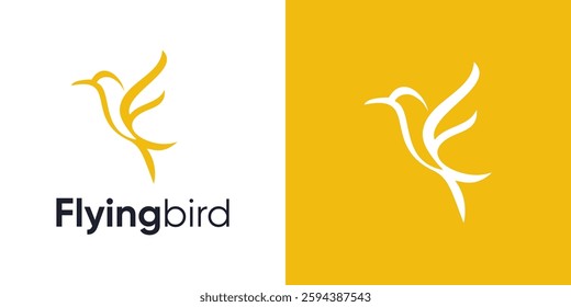 Bird logo icon design, Simple modern monoline flying bird, Hummingbird with flying style, Bird logo with line art outline style, Minimalist concept icon symbol bird vector design template inspiration.