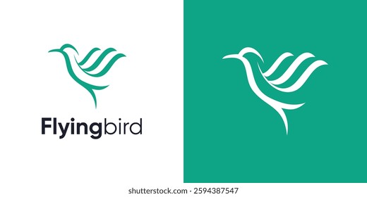 Bird logo icon design, Simple modern monoline flying bird, Hummingbird with flying style, Bird logo with line art outline style, Minimalist concept icon symbol bird vector design template inspiration.