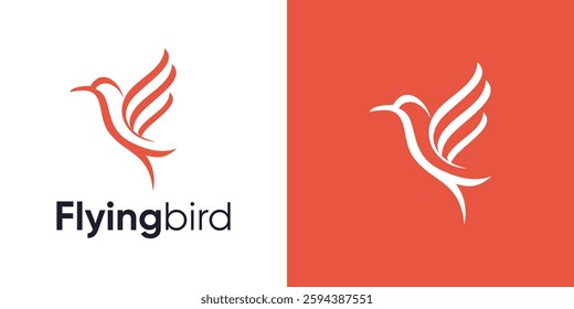 Bird logo icon design, Simple modern monoline flying bird, Hummingbird with flying style, Bird logo with line art outline style, Minimalist concept icon symbol bird vector design template inspiration.