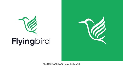 Bird logo icon design, Simple modern monoline flying bird, Hummingbird with flying style, Bird logo with line art outline style, Minimalist concept icon symbol bird vector design template inspiration.