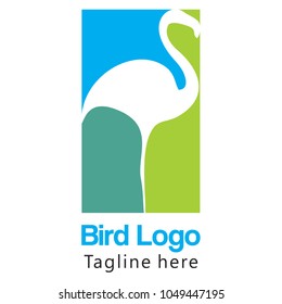 BIRD LOGO, BIRD ICON, FLAMINGO BIRD LOGO