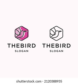 Plantilla de diseño plano del icono del logotipo de Bird