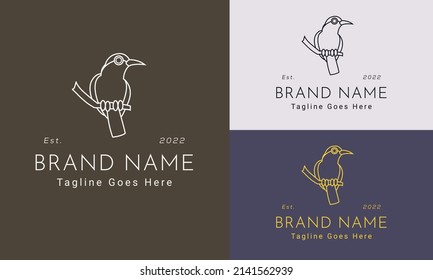 Bird logo icon linear style. Vector logo design Templates