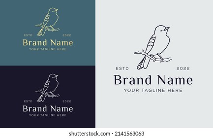 Bird logo icon linear style. Vector logo design Templates