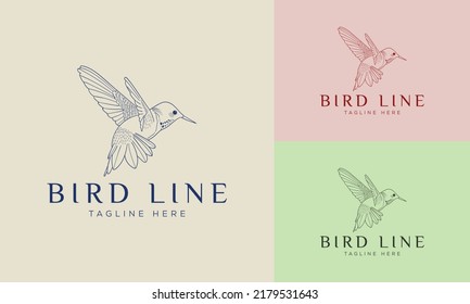 Icono de logotipo de pájaro estilo lineal vectores plantillas de diseño de logotipo