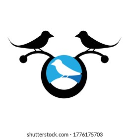 Icono del logotipo de pájaro en blanco