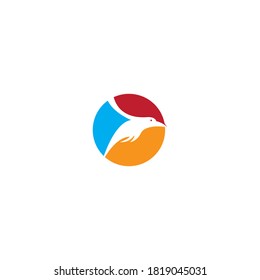 Bird logo illustration colorful ball design template vector