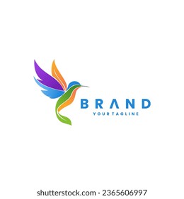 Bird logo illustration design. Full color. Logo template design.