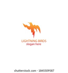 bird logo illustration lightning design vector color