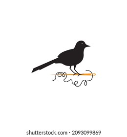 bird logo illustration needle craft design vector