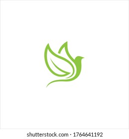 Bird logo with leaf icon vector.