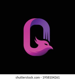 Bird logo with letter Q concept