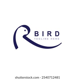 Logotipo de pájaro con la letra R concepto