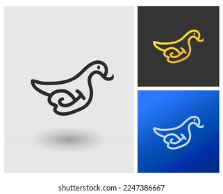 Bird Logo with letter shape J, monogram style