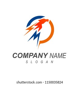 bird logo and lightning circle with a simple look, the logo is ready for use