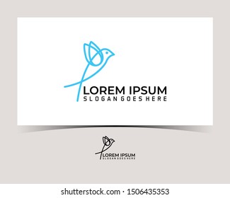 bird logo line art, simple logo