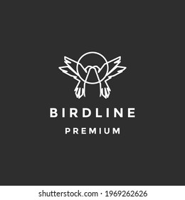 bird logo line vector template on black background