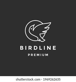 bird logo line vector template on black background