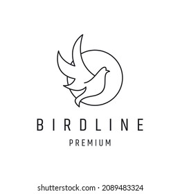 Icono de estilo lineal con logotipo de pájaro sobre fondo blanco