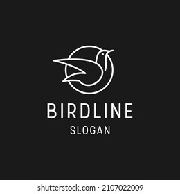 Bird logo linear style icon in black backround