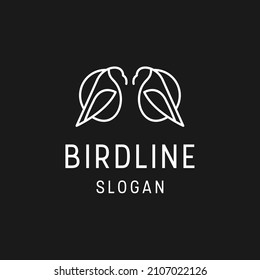 Bird logo linear style icon in black backround