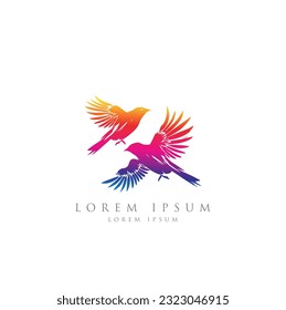 Bird logo, Logos birds, minimalist monoline line art Flying bird Black bird icons design
