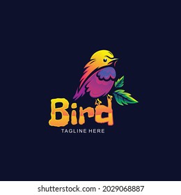 Bird logo in modern color for t-shirt design and brand name