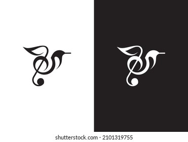 Bird Logo And Musical Notes