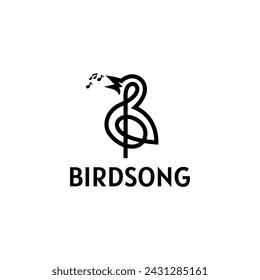 bird logo and musical notes	