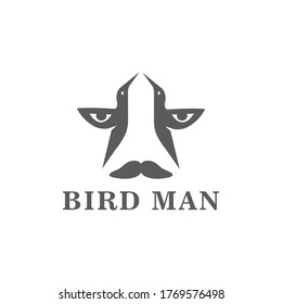 Logo de pájaro con espacio negativo Plantilla de logotipo de un hombre