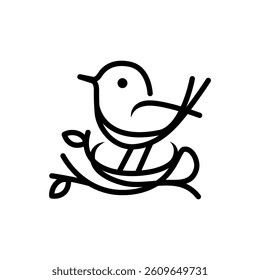 bird logo in nest outline style vector	