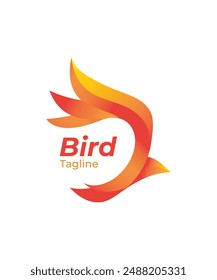 Bird logo in orange gradient colored icon design template