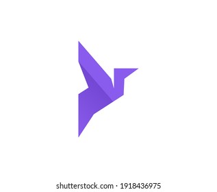 Bird logo origami purple abstract vector 