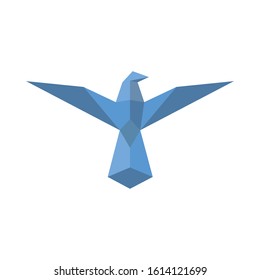 Bird logo origami styled. origami bird. 