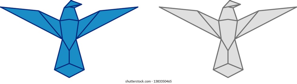 Bird logo origami styled. origami bird. - vector