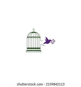 bird logo out of the cage vector design