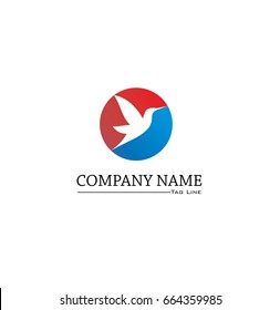 bird logo with red and blue background, bird logo