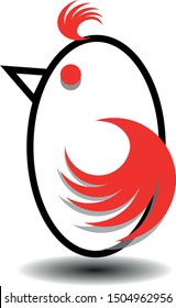 Bird logo with red wings of abstract shape black lines.