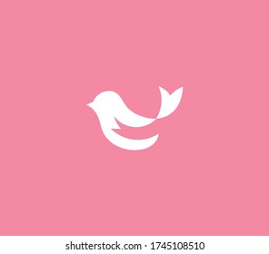bird logo with ribbon logo design element