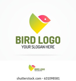 Bird logo set geometric modern flat color style for your business corporate identity. Vector Illustration