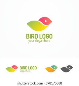 Bird logo set modern flat color style for your business corporate identity. Vector Illustration