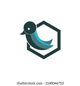 Logo de pájaro con forma e icono 