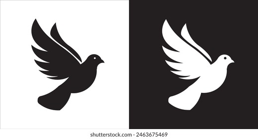 Bird logo, simple bird logo black and white flat style