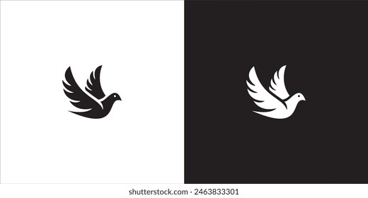 Bird logo, simple bird logo black and white flat style