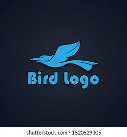 bird logo. simple design in light blue with black stripes, and an isolated background.