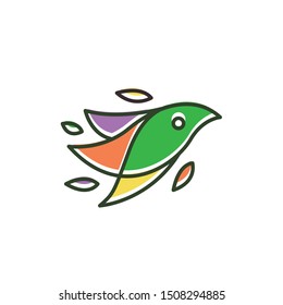 bird logo simple monoline. bird logo colorful simple.