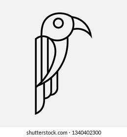 Bird logo single line mono line line art simple isolated white background.