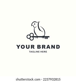 logotipo de pájaro sobre una llave