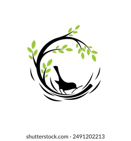 Bird logo, bird standing on the nest